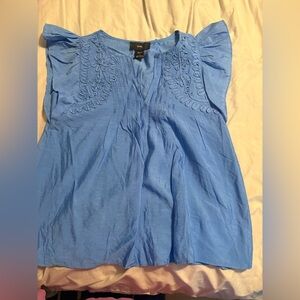 Rain Blue Flutter Sleeve Embroidered Women's Tunic